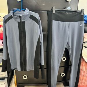 Gray and Black Leggings with Cutout Design